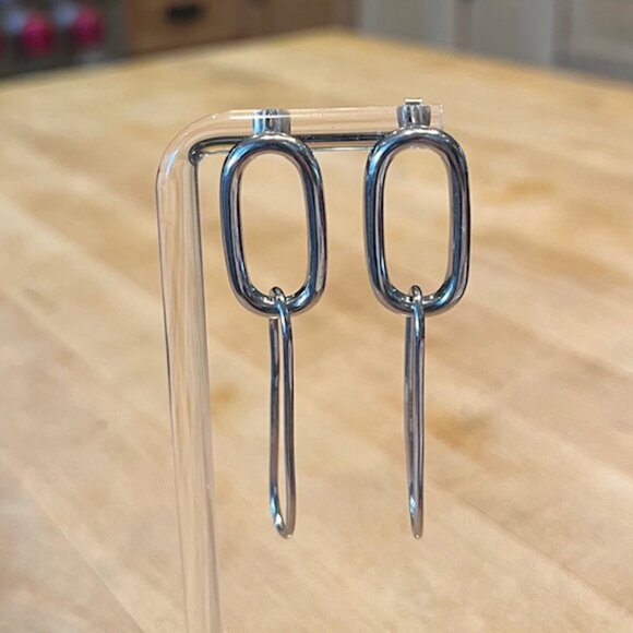 Oval Hoop Dangling Earrings - new - Picture 2 of 4